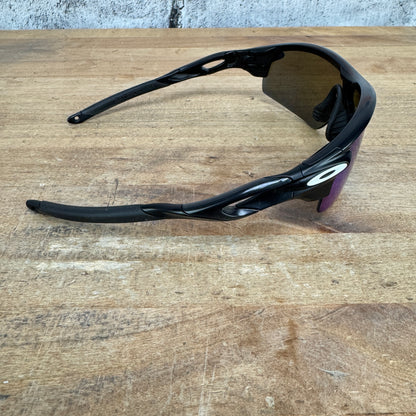 Oakley RadarLock Black Cycling Sunglasses w/ Blue/Black/Silver Lenses & Case