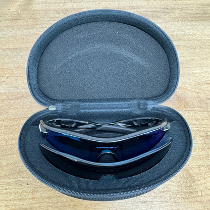 Oakley RadarLock Black Cycling Sunglasses w/ Blue/Black/Silver Lenses & Case