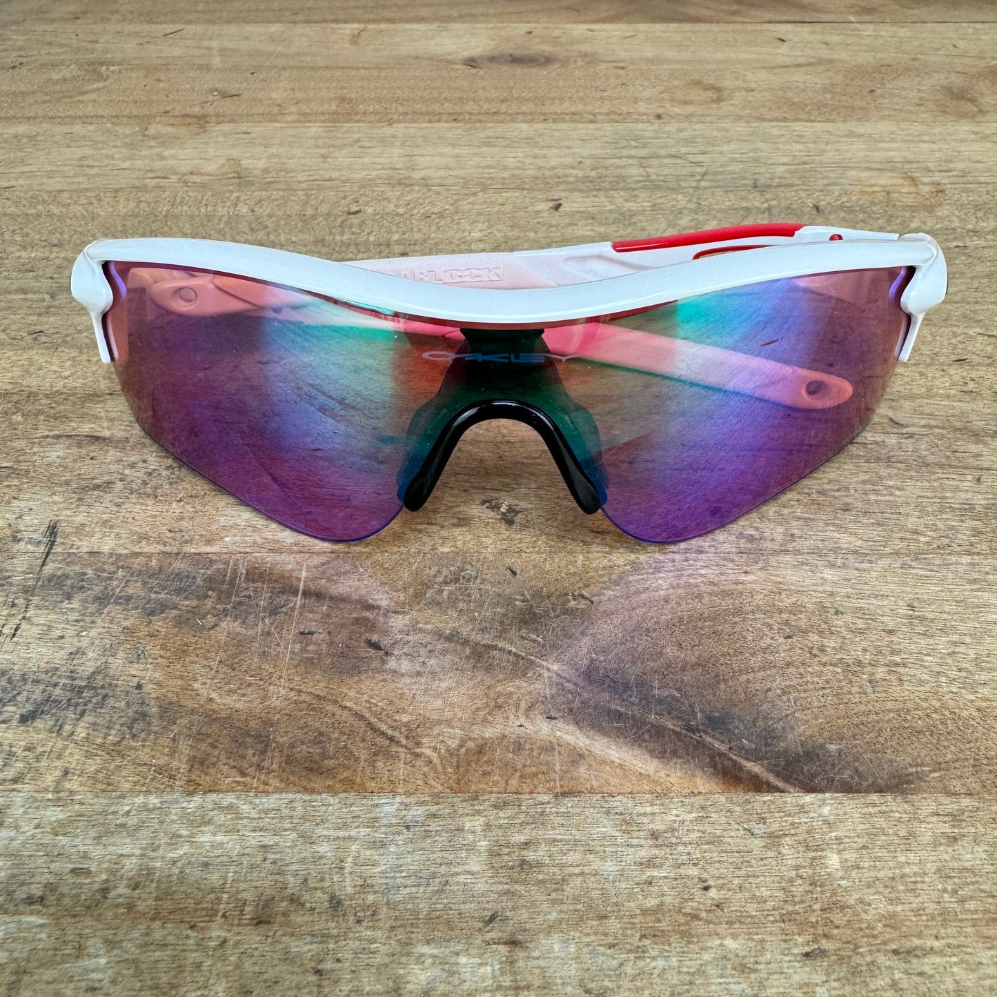Oakley RadarLock White/Red Cycling Sunglasses w/ Blue/Red/Clear Lenses & Case