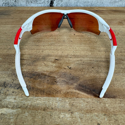 Oakley RadarLock White/Red Cycling Sunglasses w/ Blue/Red/Clear Lenses & Case