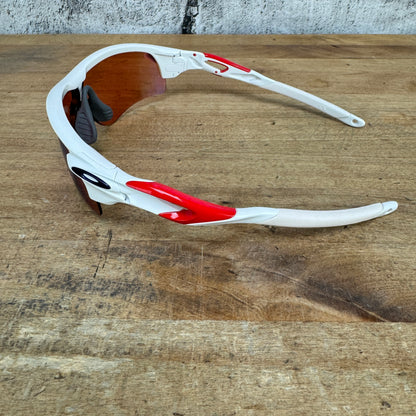 Oakley RadarLock White/Red Cycling Sunglasses w/ Blue/Red/Clear Lenses & Case