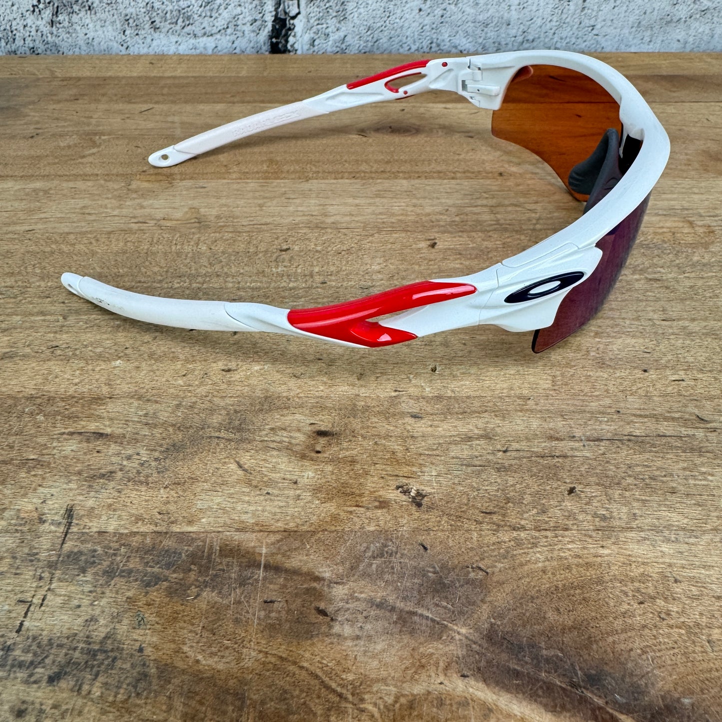Oakley RadarLock White/Red Cycling Sunglasses w/ Blue/Red/Clear Lenses & Case
