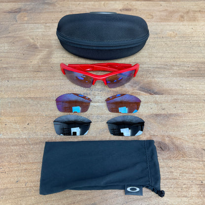 Oakley Flak Red Cycling Sunglasses w/ Black/Red/Brown Lenses & Case