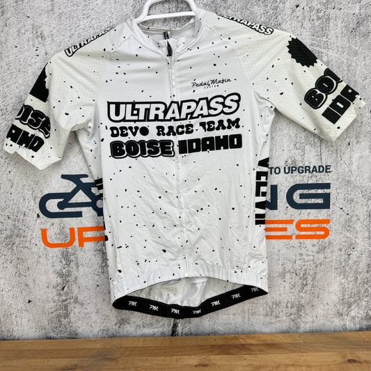 Pedal Mafia Men's Small UltraPass Race Team White Short Sleeve Cycling Jersey