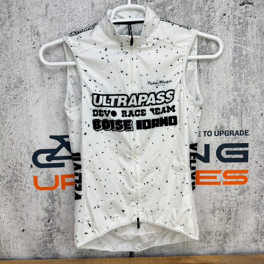 Pedal Mafia Men's Small UltraPass Devo Race Team White Cycling Vest w/ Pockets