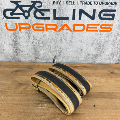Pair Vittoria Corsa Pro Graphene 700c x 26mm Tubeless Tan Wall Road Bike Tires