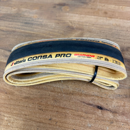 Pair Vittoria Corsa Pro Graphene 700c x 26mm Tubeless Tan Wall Road Bike Tires