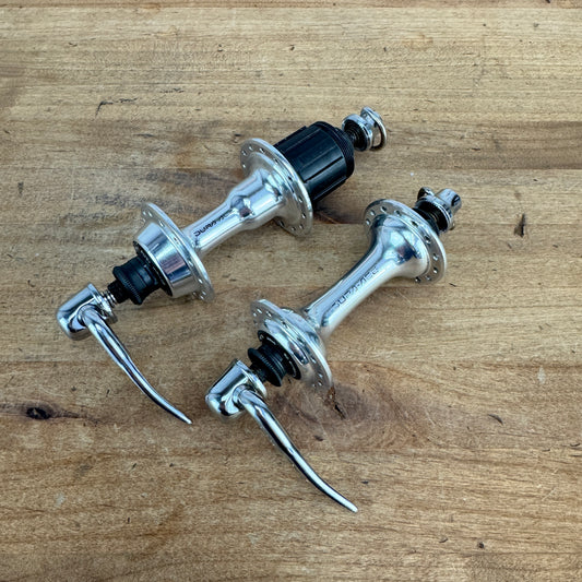 Light Use! Shimano Dura Ace WH-7400 28/28h 100/126mm Hub Set w/ Skewers