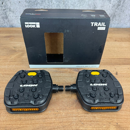 New! Look Trail Grip Chromoly Spindle 9/16 Flat Platform Bike Pedals