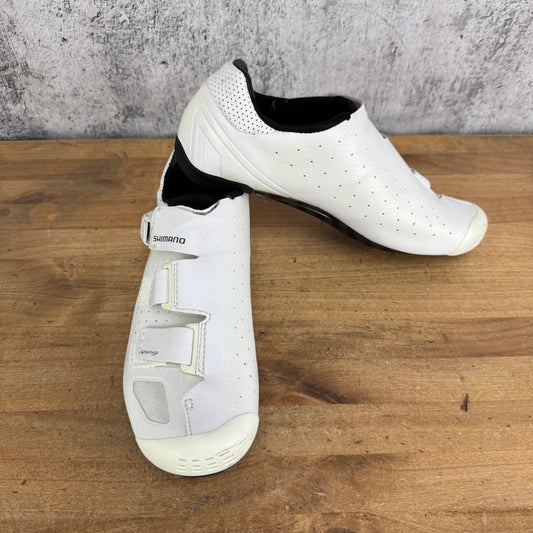 Shimano RP9 Men's 43 EU 3-Bolt Velcro Road Cycling Shoes White