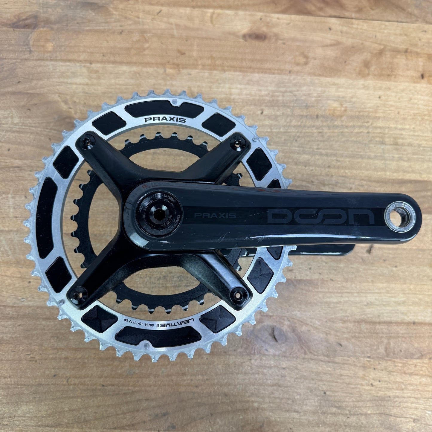 PraxisWorks Doon Carbon 165mm 50/34t 30mm 4-Bolt Crankset with Chainrings 568g
