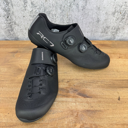 New! Shimano RC7 Size 46 EU Black Boa 3-Bolt Carbon Cycling Shoes MSRP $270