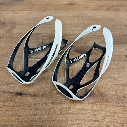 Specialized S-Works Rib Cage III Carbon White Pair Bike Water Bottle Cages 46g