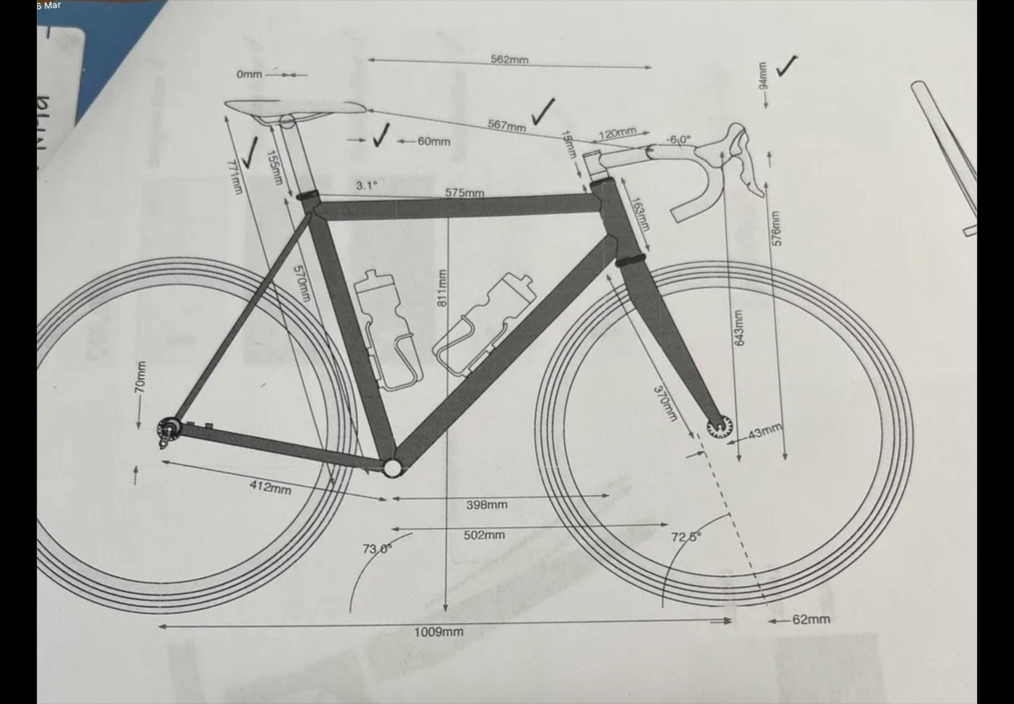 Mosaic RT-1D Disc 57.5cm Custom Enve Titanium Bike Frameset 700c 2464g