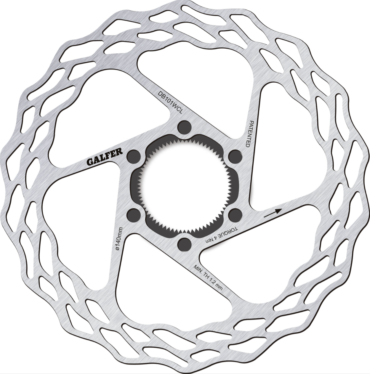 New! Galfer Bike 140mm 1.8mm Wave Road Center Lock Disc Brake Rotor DB101WCL 76g