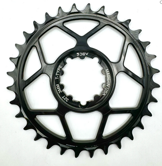New! 5DEV 1x 32t T-Type 3mm Offset 3-bolt SRAM Direct Mount Black Chainring 57g