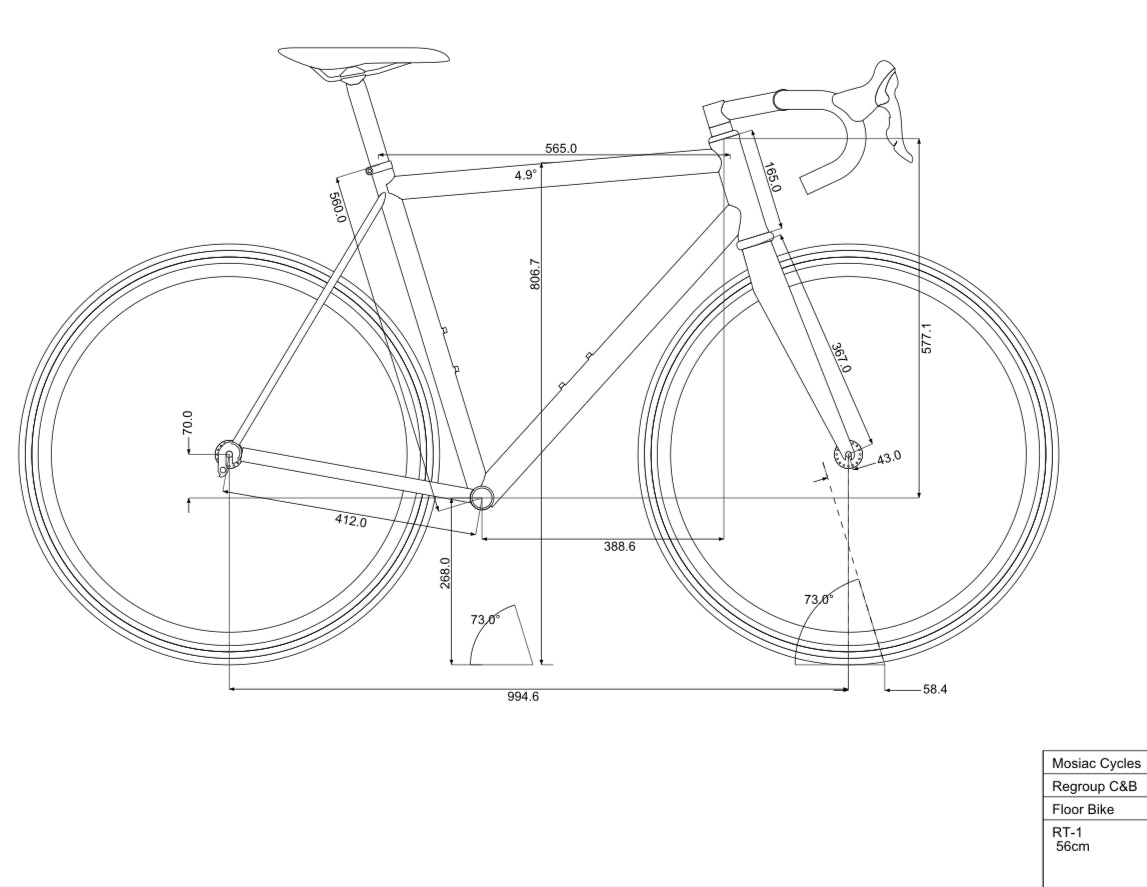 Low Mile! 2019 Mosaic RT-1 56cm Titanium Rim Brake Enve Carbon Fork Frameset