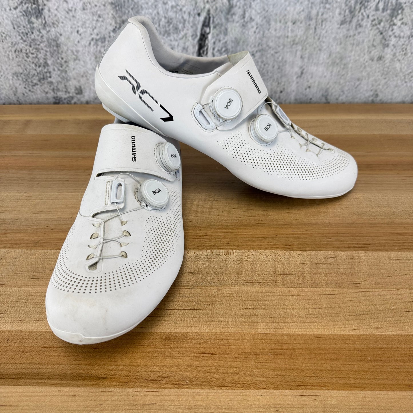 Low Mile! Shimano SH-RC703 White EU 45.5 Road 3-Bolt Boa White Cycling Shoes