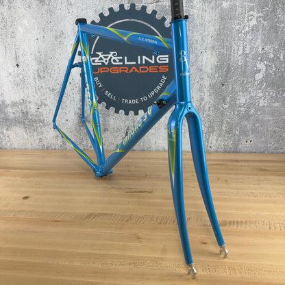 New 1990 Alberto Masi Milano 3V T.I.G. Integral 56cm Vintage Blue Alloy Frameset