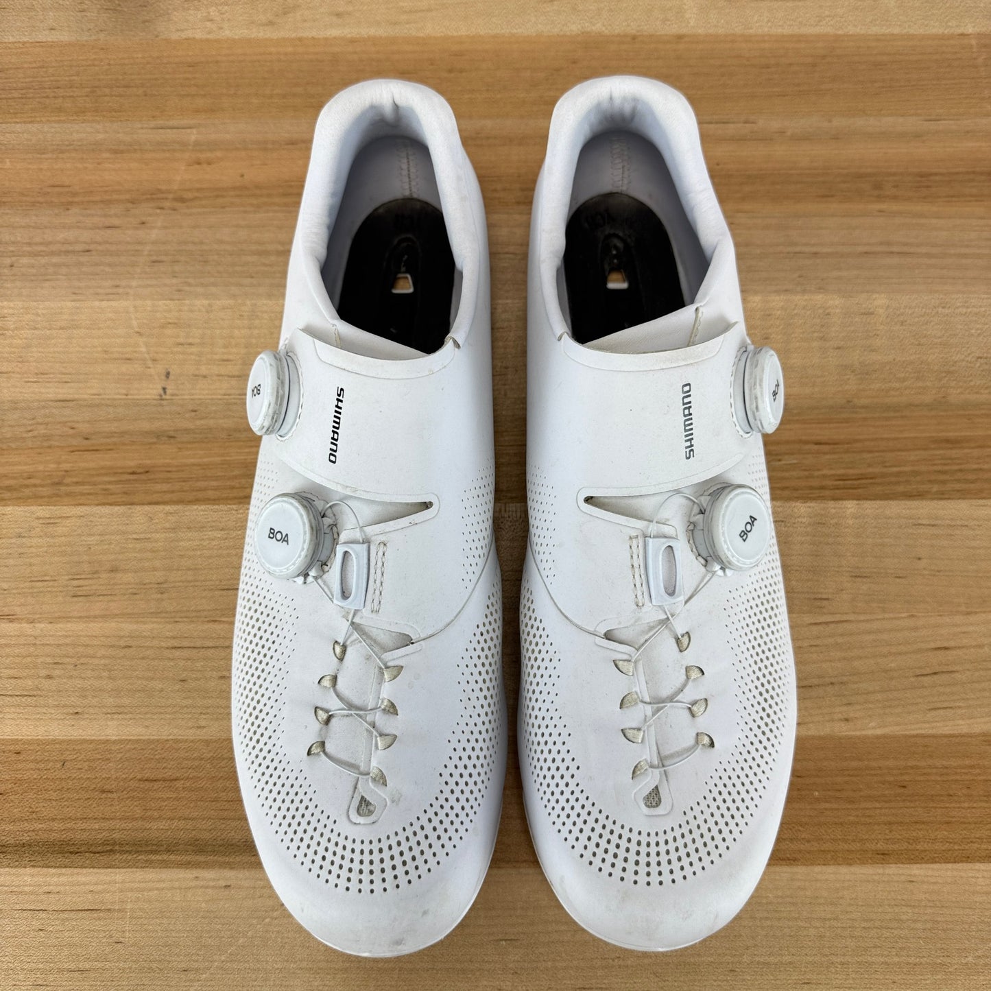 Low Mile! Shimano SH-RC703 White EU 45.5 Road 3-Bolt Boa White Cycling Shoes