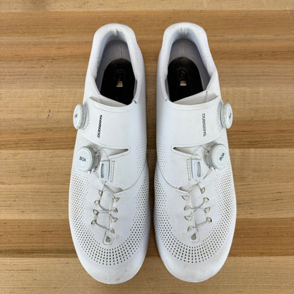 Low Mile! Shimano SH-RC703 White EU 45.5 Road 3-Bolt Boa White Cycling Shoes