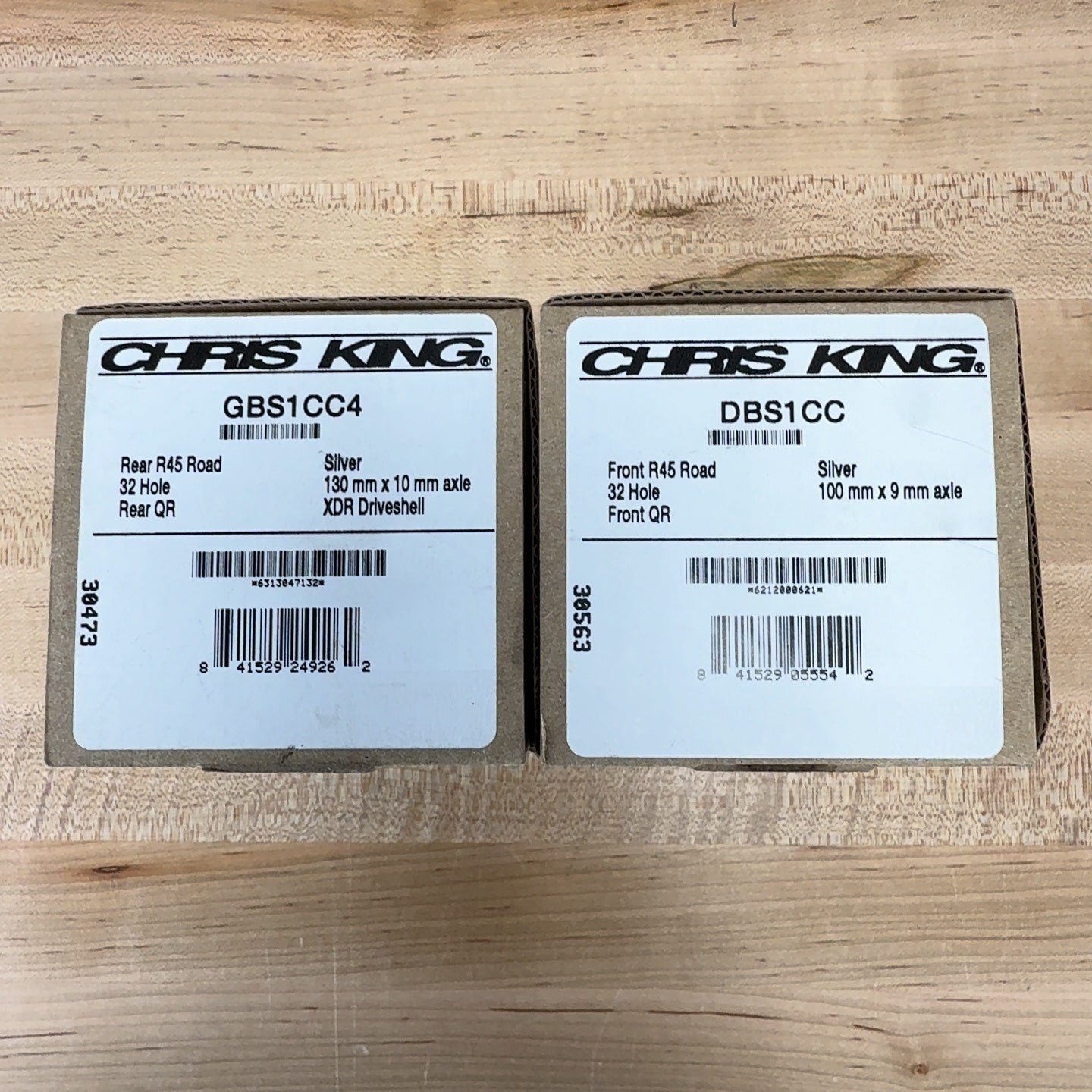 Light Use! Chris King R45 32 Hole Silver Quick Release Rim Brake Hubset 326g