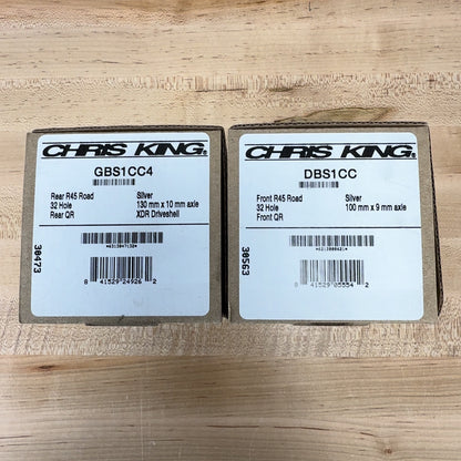 Light Use! Chris King R45 32 Hole Silver Quick Release Rim Brake Hubset 326g
