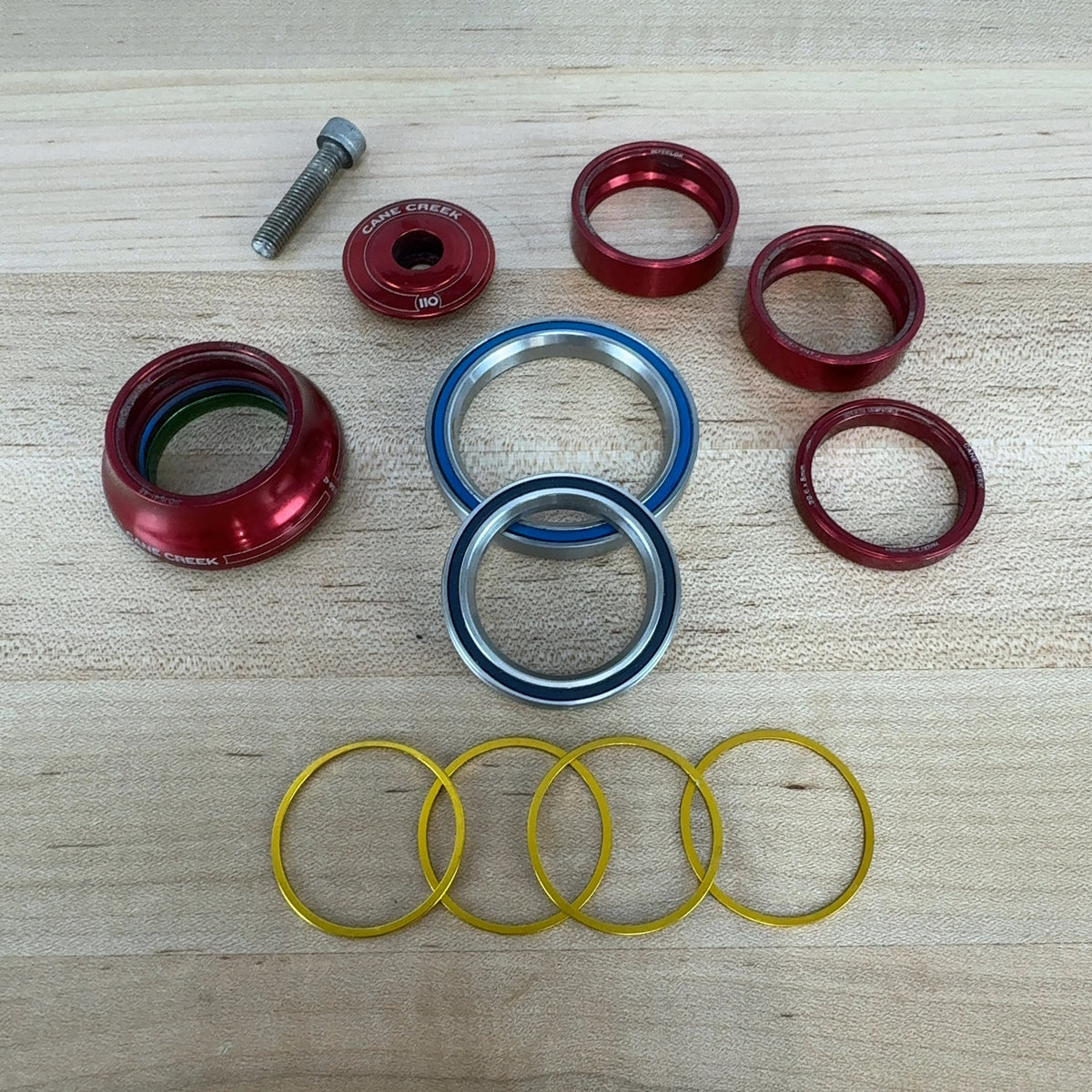 Cane Creek 110 IS42/IS52 Red Bike Headset Tapered 1 1/8" - 1 1/2" w/Spacers
