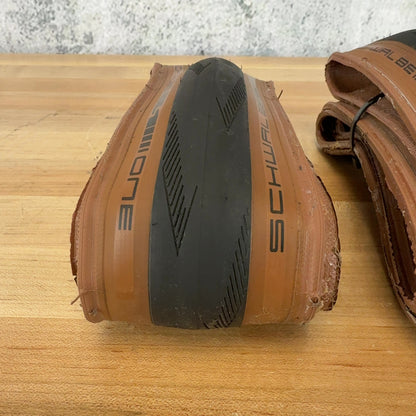 Pair Schwalbe One 28mm 700c Tubeless Tanwall Road Tires