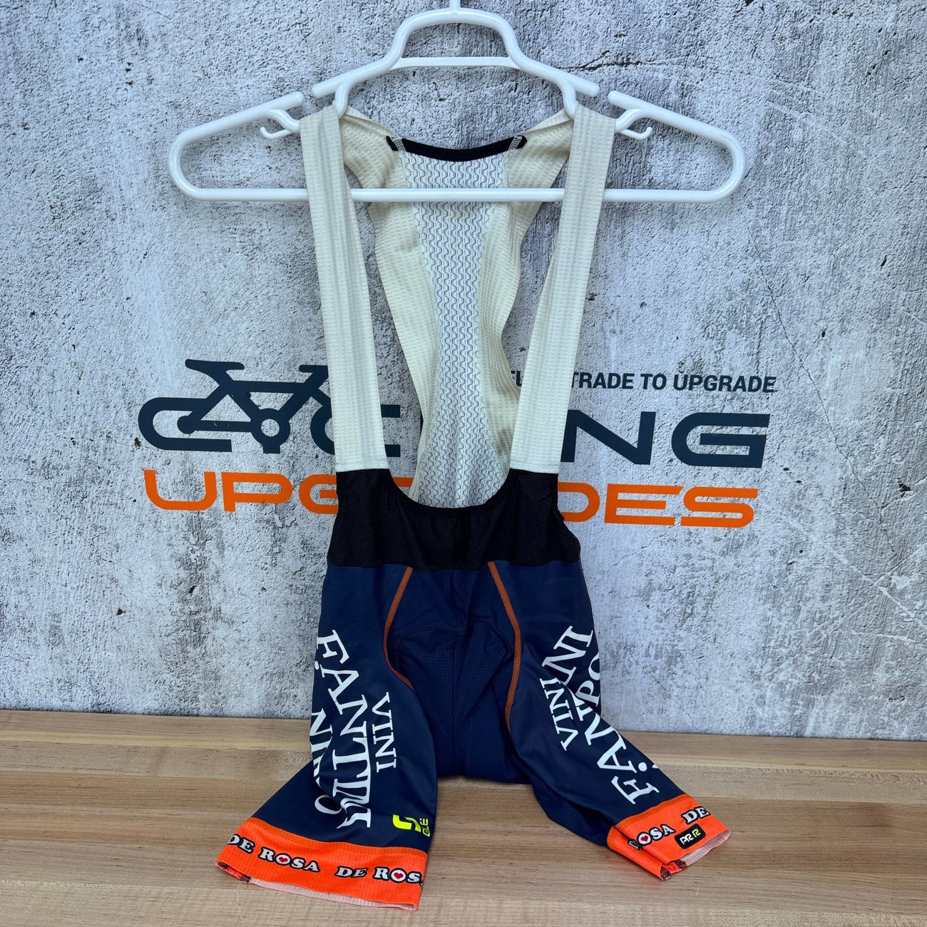 Ale Vini Fantini Custom Small Blue/Orange Padded Cycling Bib Shorts