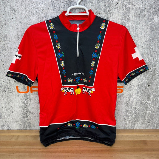 Assos Swiss Quarter Zip Men's Size XL Red/Black Cycling Jersey