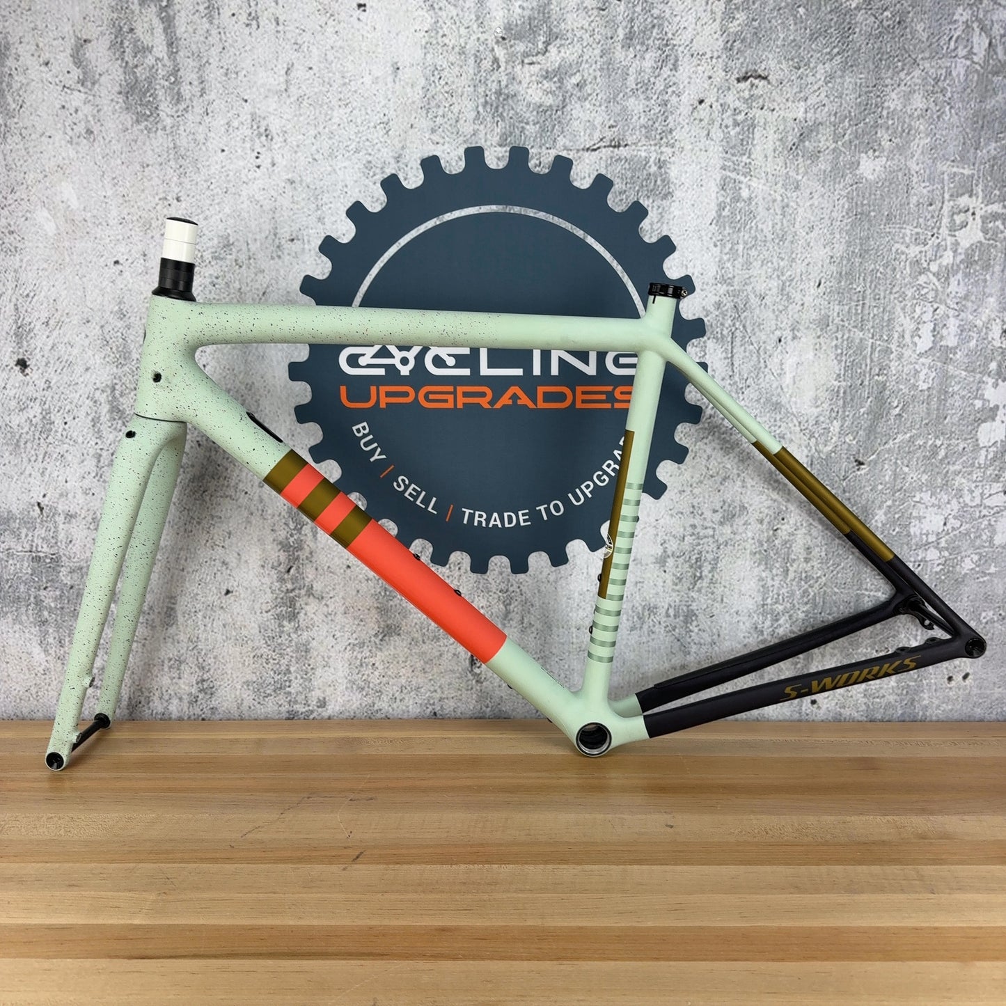 Light Use! Specialized 2024 S-Works Crux 54cm SATIN WHITE SAGE/CACTUS BLOOM/MIDNIGHT SHADOW SPECKLE Carbon Frameset