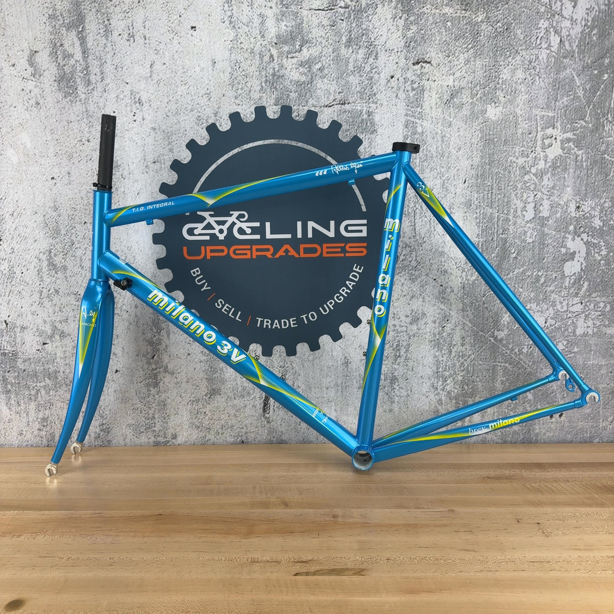 New 1990 Alberto Masi Milano 3V T.I.G. Integral 56cm Vintage Blue Alloy Frameset