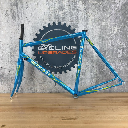 New 1990 Alberto Masi Milano 3V T.I.G. Integral 56cm Vintage Blue Alloy Frameset