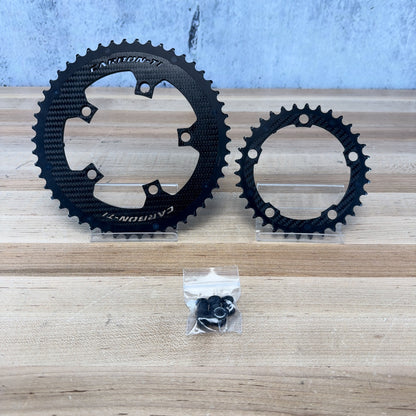 Low Mile! Carbon-Ti X-CarboRing Evo 50/34t 5-Bolt 11/12-Speed Chainring Set