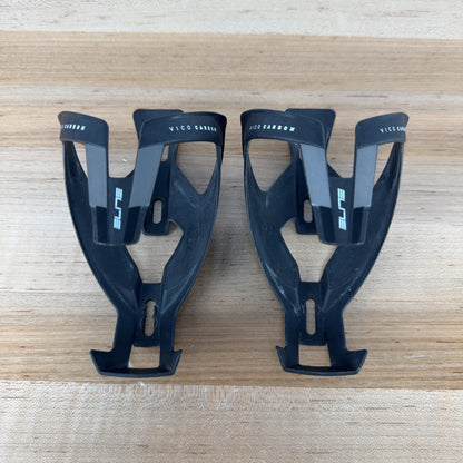 Elite Vico Carbon Black/Grey Pair Bike Water Bottle Cages 47g