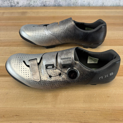 New! Shimano SH-RX801 Silver EU 45.5 2-Bolt Boa Carbon Cycling Shoes MSRP $300