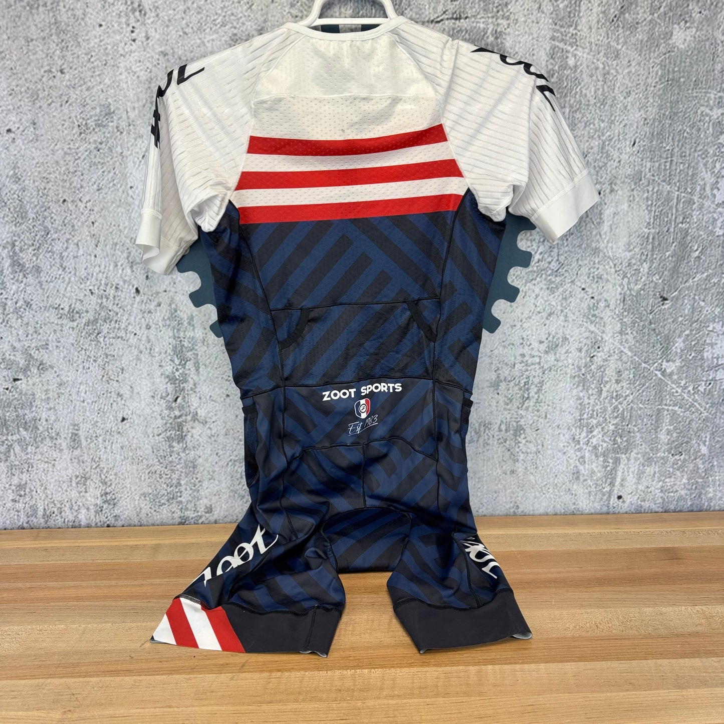 Light Use! Zoot Ultra Tri P1x Racesuit Blue White Red Men's Triathlon Skinsuit