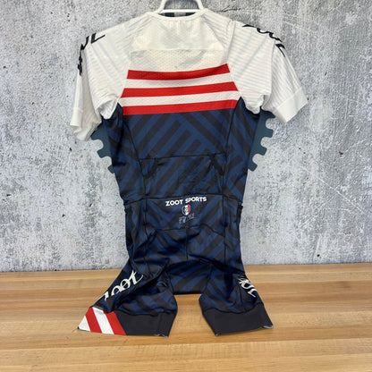 Light Use! Zoot Ultra Tri P1x Racesuit Blue White Red Men's Triathlon Skinsuit