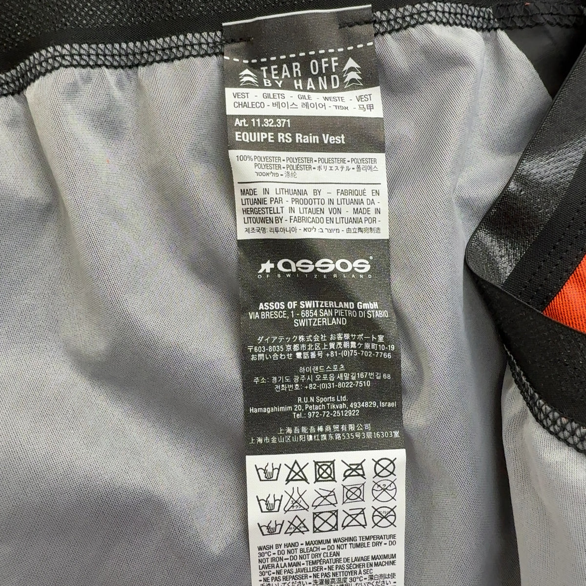 New! Assos Equip RS Rain S9 Medium Propeller Orange Cycling Vest MSRP $285