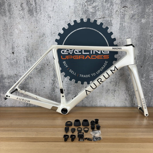 Low Mile! Aurum Magma 51cm Arctic White Carbon Road Bike Frameset 700c 1503g
