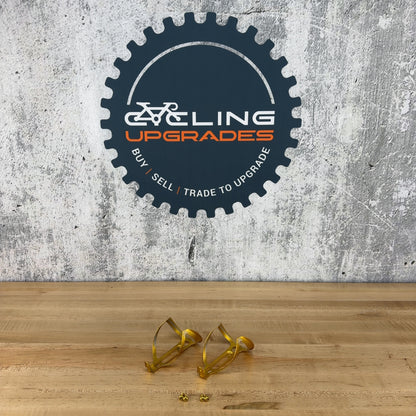 Light Use! Supacaz Fly Ano Limited Edition Gold Pair Alloy Bike Bottle Cages 36g