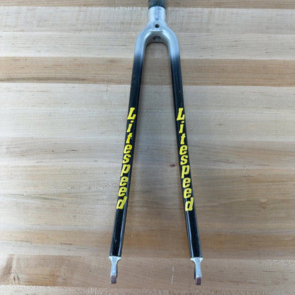 Litespeed Carbon Rim Brake Black/Silver 1 1/8" Vintage Bike Fork 526g
