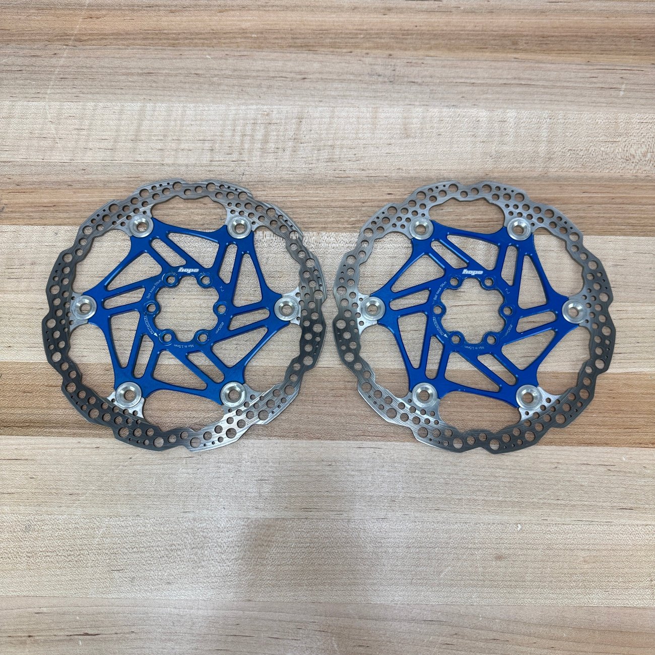 Hope Floating 6-Bolt 180/180mm Blue MTB Bike Brake Rotors 323g