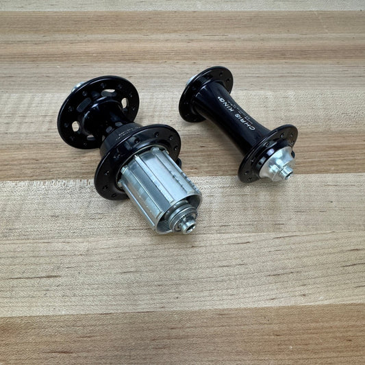 Light Use! Chris King R45 20/24 Hole Rim Brake Black Quick Release Hub Set 334g