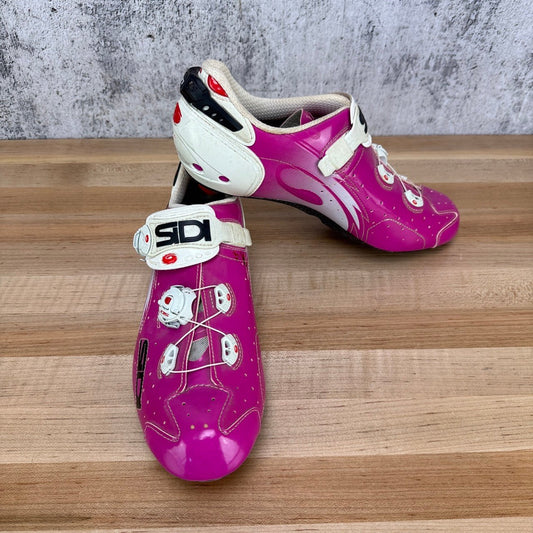 Light Use! Sidi Wire Carbon Men's 46 EU Fuscia 3-Bolt Road Cycling Shoes
