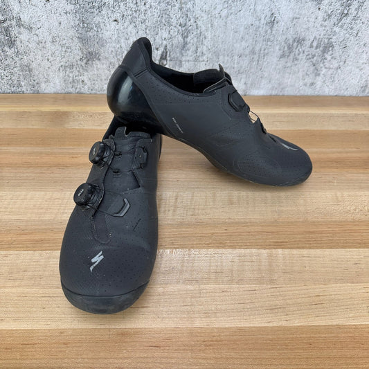 Light Use! Specialized S-Works Torch Wide EU 44 Black 3-Bolt Road Cycling Shoes