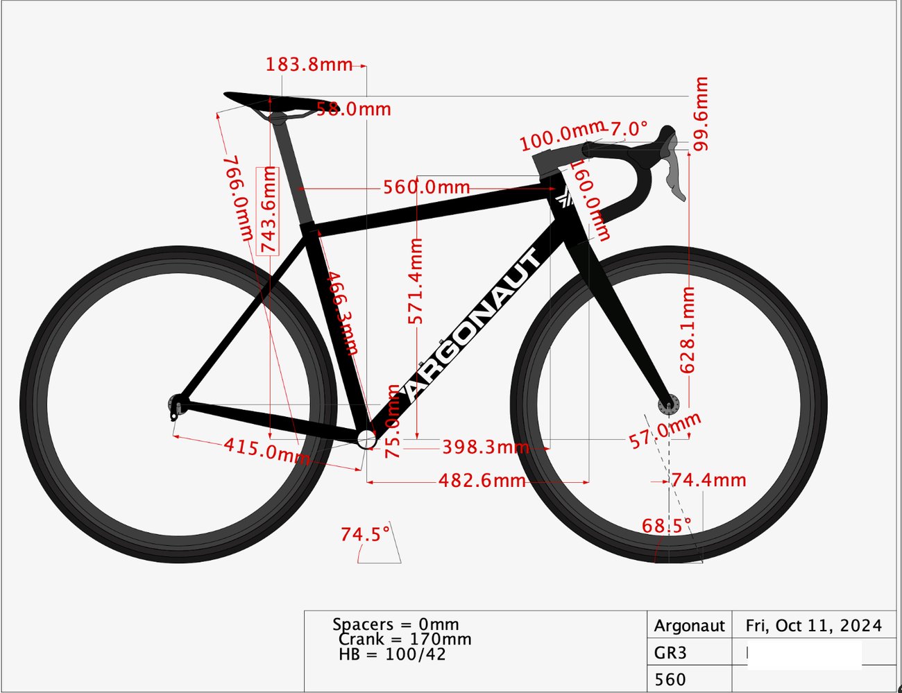 Low Mile! 2025 Argonaut GR3 UDH 56cm Carbon Disc Frameset 700c Enve AR