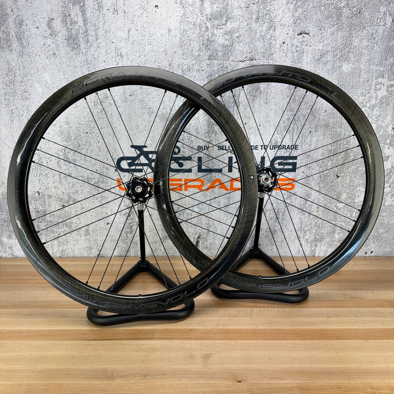 Low Mile! Campagnolo Bora WTO 45 Carbon Tubeless Disc Wheelset 700c 1576g