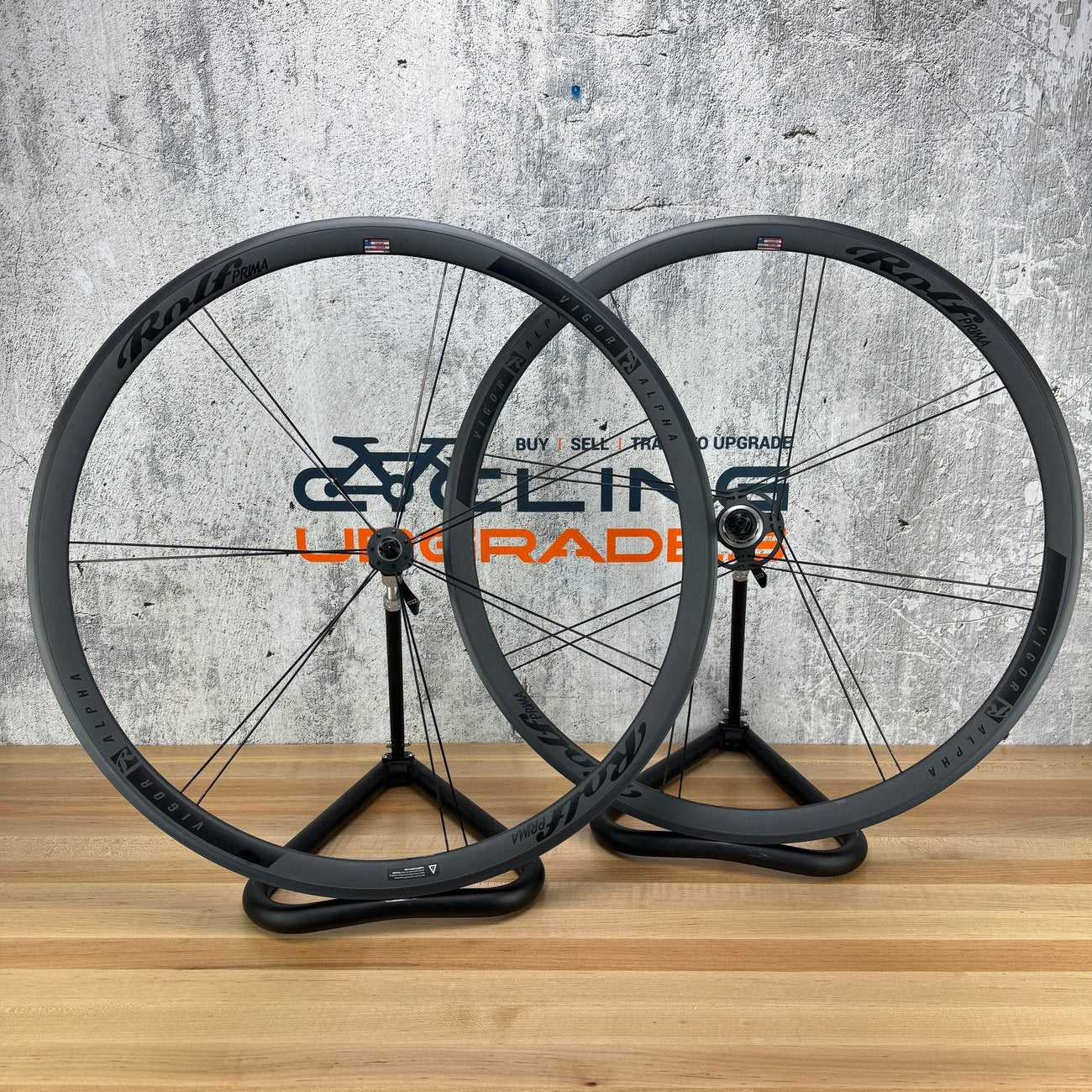 Low Mile! Rolf Prima Vigor Alpha Stealth Alloy Tubeless Wheelset 700c Rim Brake